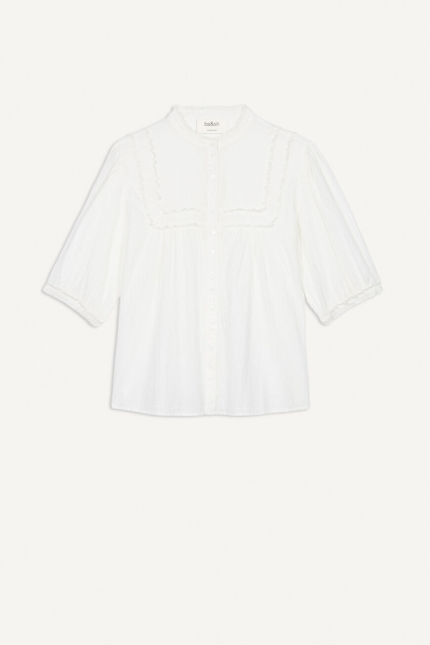 ba&sh short sleeve cotton blouse HIA OFF WHITE