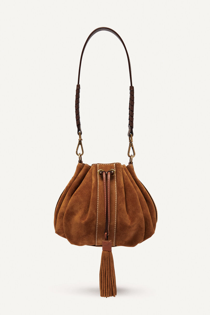 ba&sh leather purse bag DAHLIA COGNAC