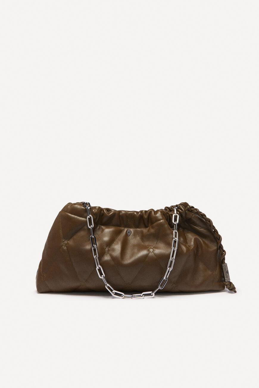 ba&sh leather clutch bag JUNE KAKI