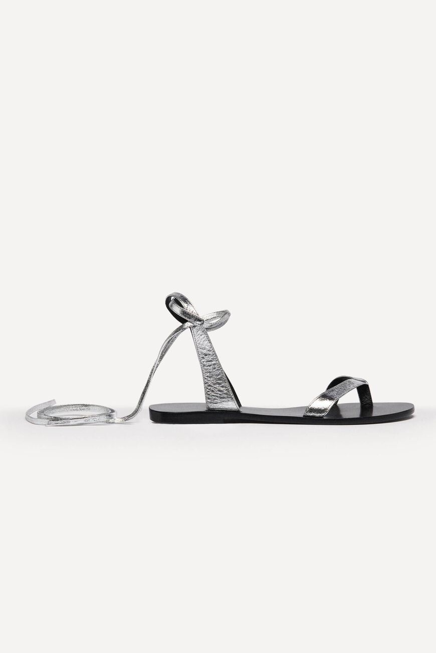 ba&sh leather sandals CAHONTAS SILVER