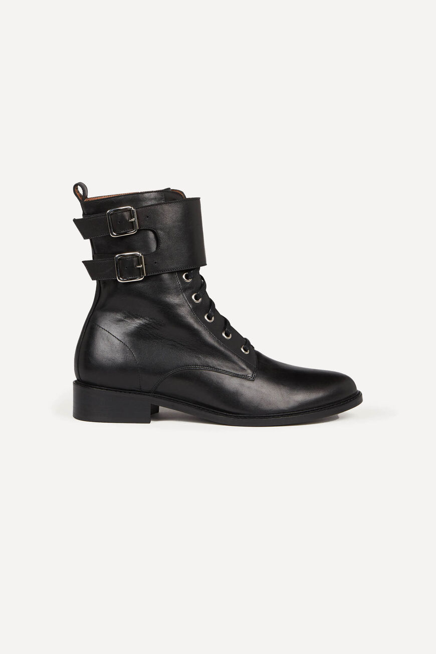 ba&sh leather combat boots COMO NOIR