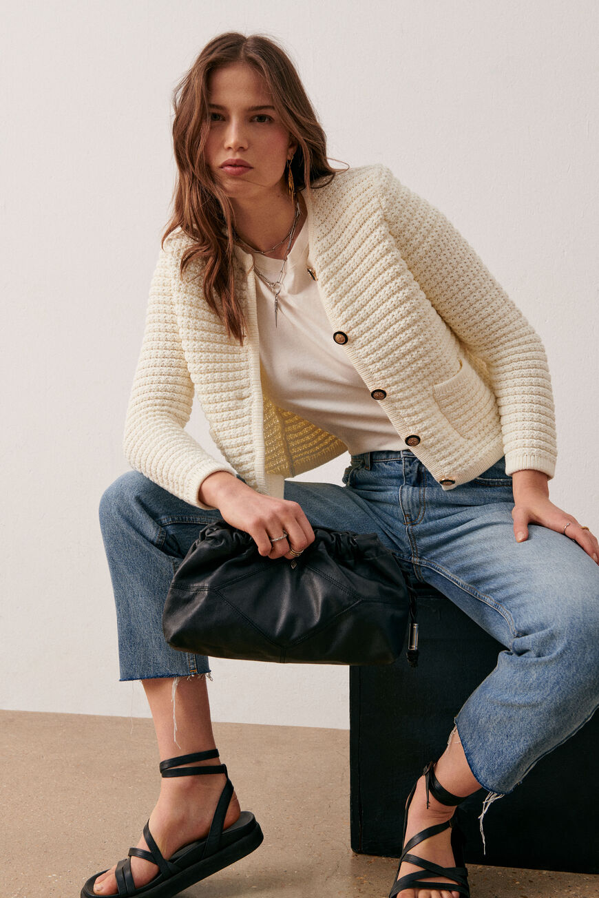 ba&sh knitted cardigan GASPARD OFF WHITE