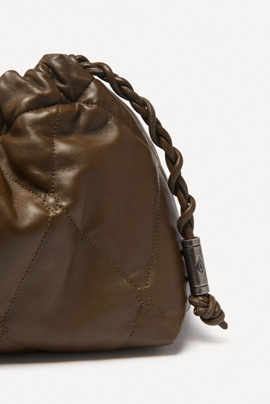 ba&sh leather clutch bag JUNE KAKI