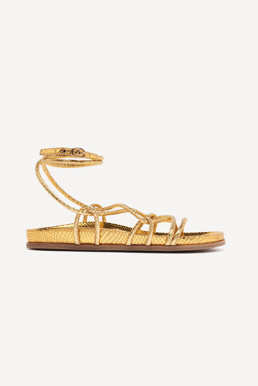 ba&sh leather sandals CISCO GOLD
