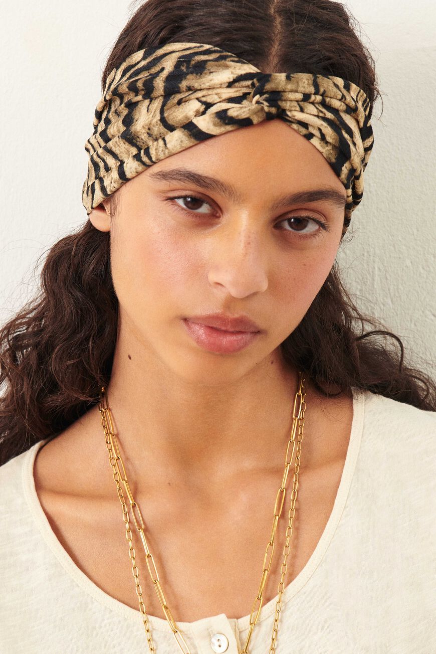 ba&sh animal print headband POMA BEIGE