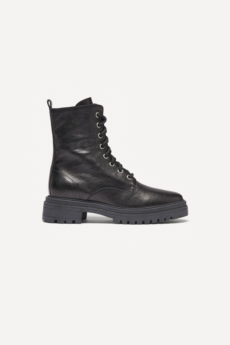 ba&sh leather laceup combat boots COMY BLACK
