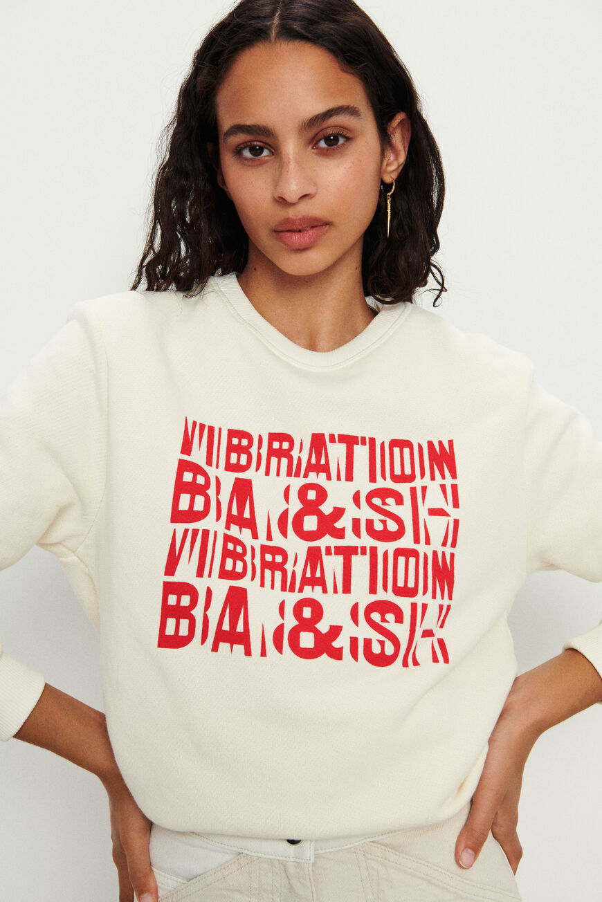 ba&sh sweatshirt coton ELIO BLANC ECRU