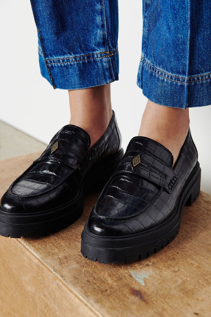 ba&sh leather platform loafers CARTER BLACK