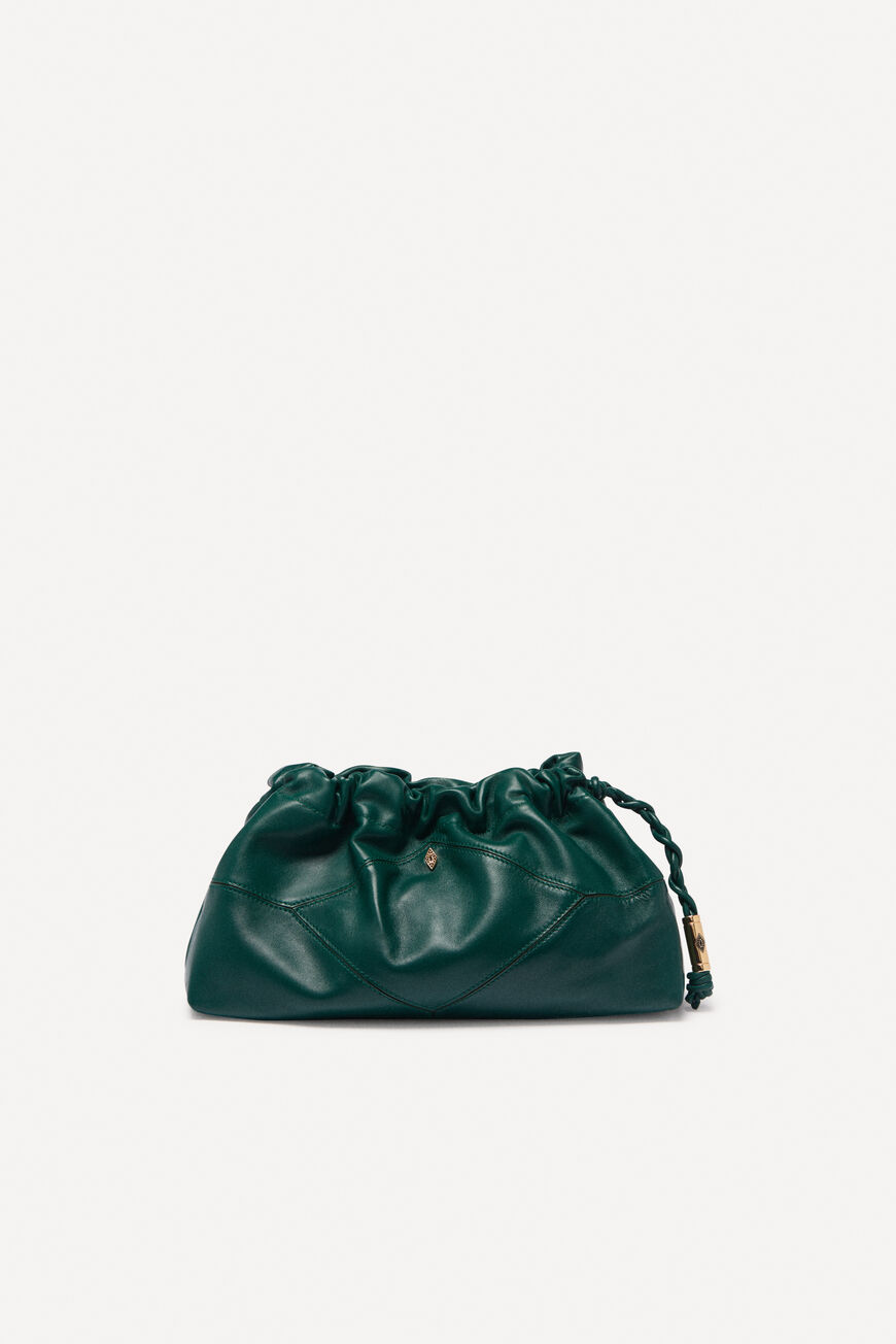 ba&sh leather clutch bag JUNE GREEN