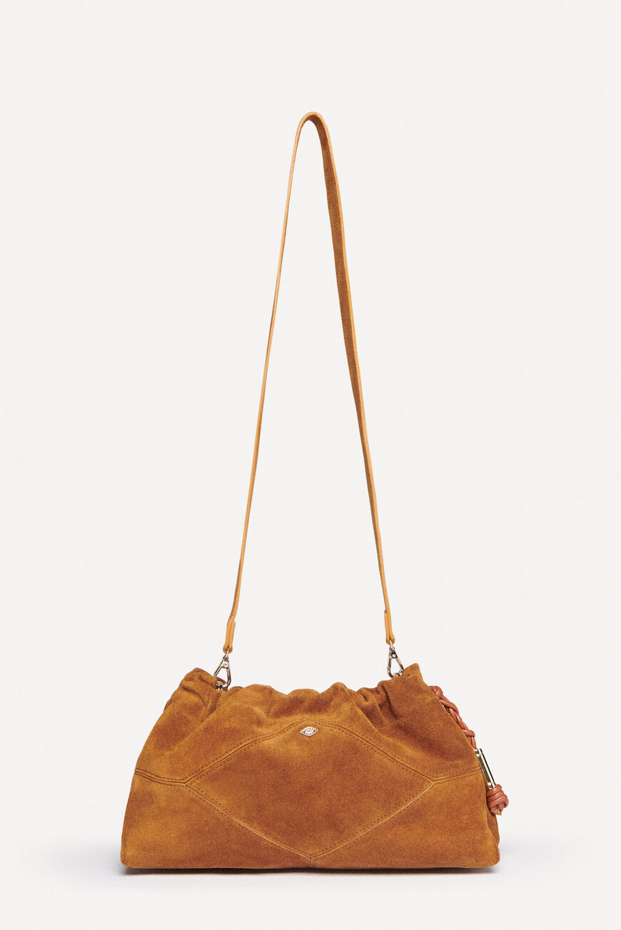ba&sh suede leather small shoulder bag JUNE COGNAC